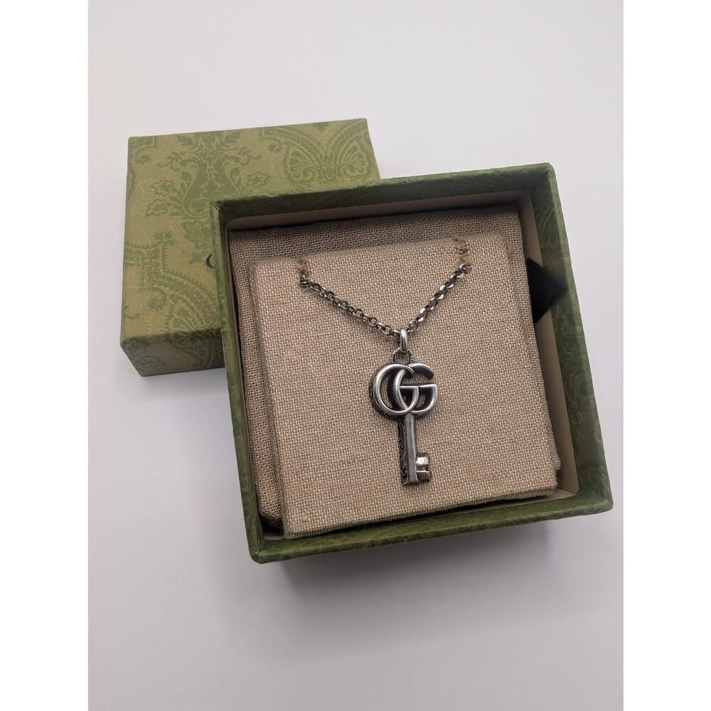 Gucci GG Marmont Double G Key Pendant Necklace Sterling Silver 925 w/ Box - Picture 10 of 13